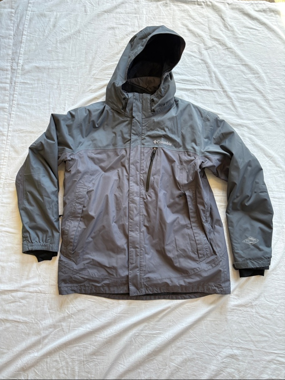 Columbia 3 in 1 Interchange Ski Winter Jacket Gray Hooded Waterproof Men’s Large